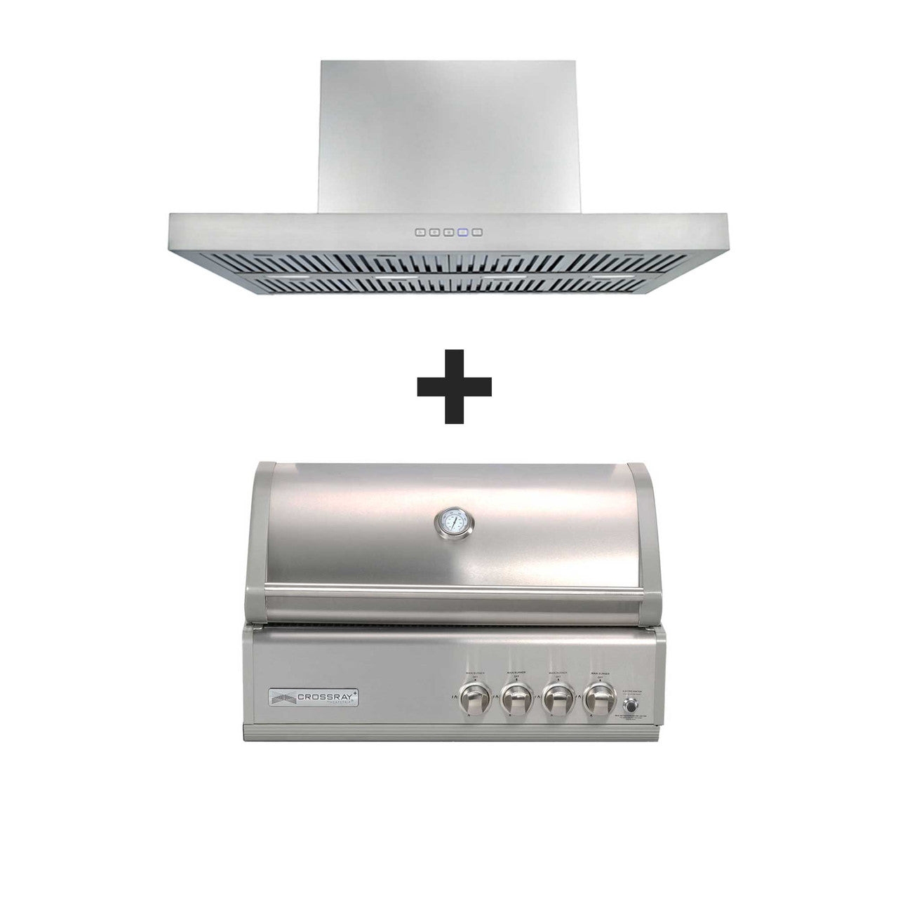 Crossray 4 Burners Built-in and Technika 120cm Alfresco BBQ Rangehood