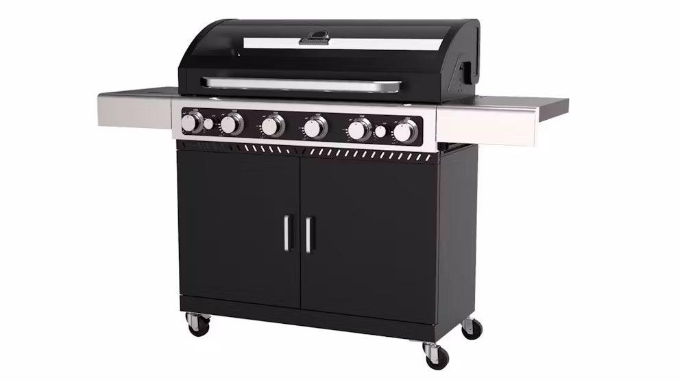 Gasmate Quasar Pro 6 Burner Trolley BBQ with Window in Hood & Side Burner - Joe's BBQs