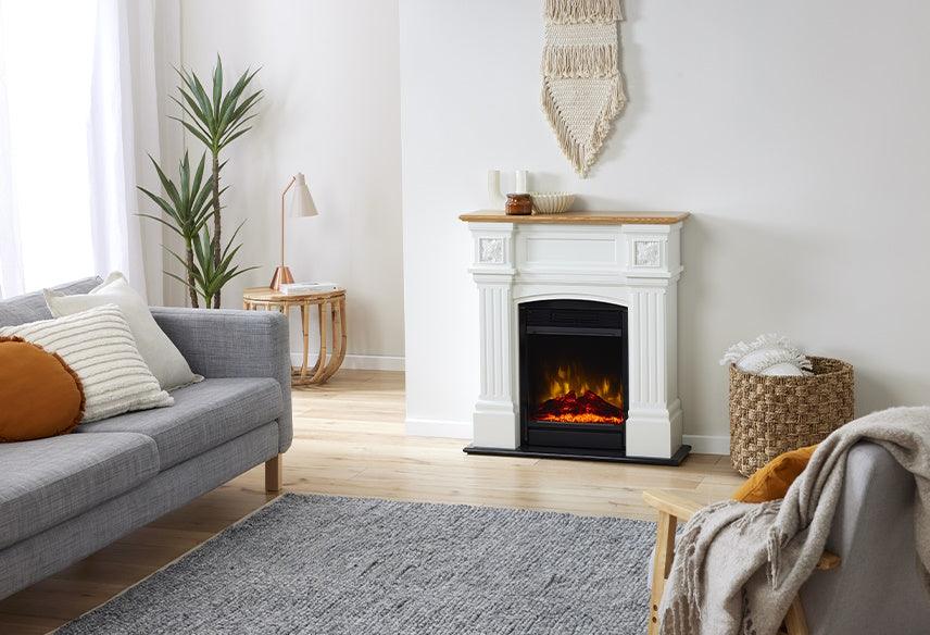 Dimplex 1.5kW Mini Windelsham Suite with LED Firebox in White and Oak Veneer Finish - Joe's BBQs