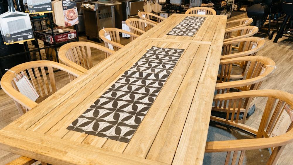 Shelta Segovia Teak 13 Piece Setting with Alzina Chairs - Joe's BBQs