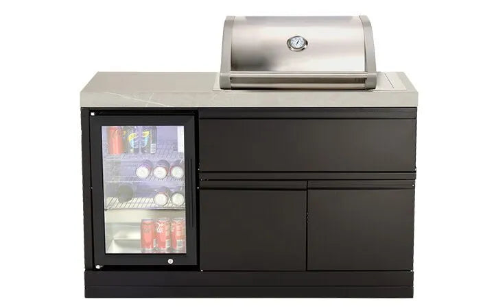 Crossray Mini Outdoor Kitchen with 2 Burner Gas BBQ and Single Fridge