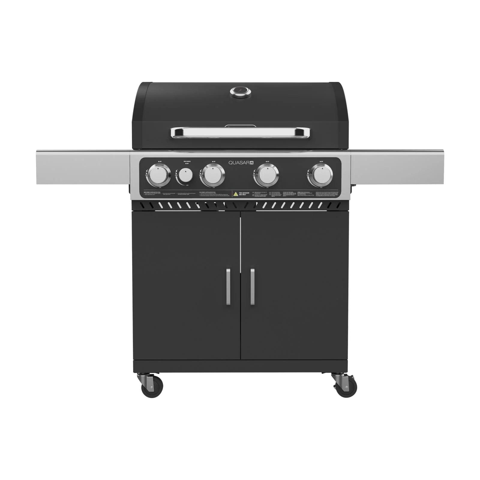 Gasmate Quasar 4 Burner Trolley BBQ with Solid Hood & Side Burner - Joe's BBQs