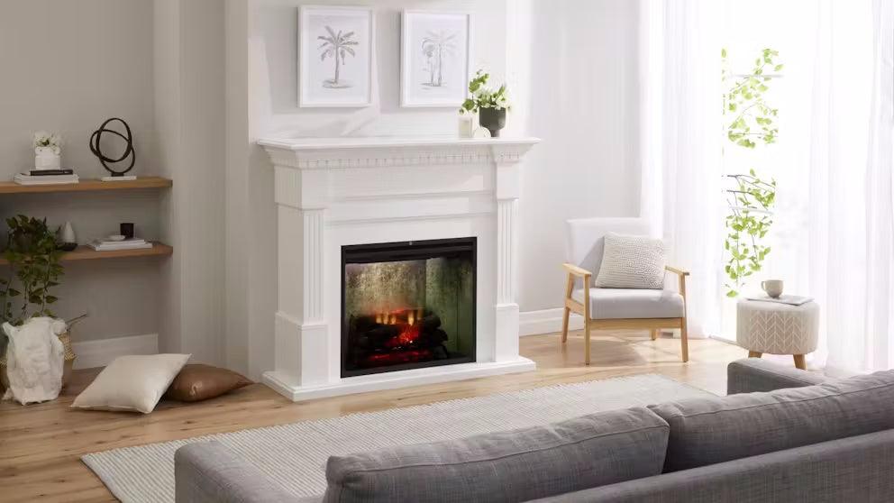 Dimplex 2kW Caden Mantle with 30 inch Revillusion Firebox in White Finish - Joe's BBQs