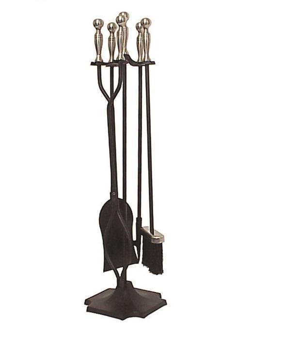 FireUp Fire Tools - Mid Range Black and Pewter 4 Piece Set, Heater Accessories, S&D Berg