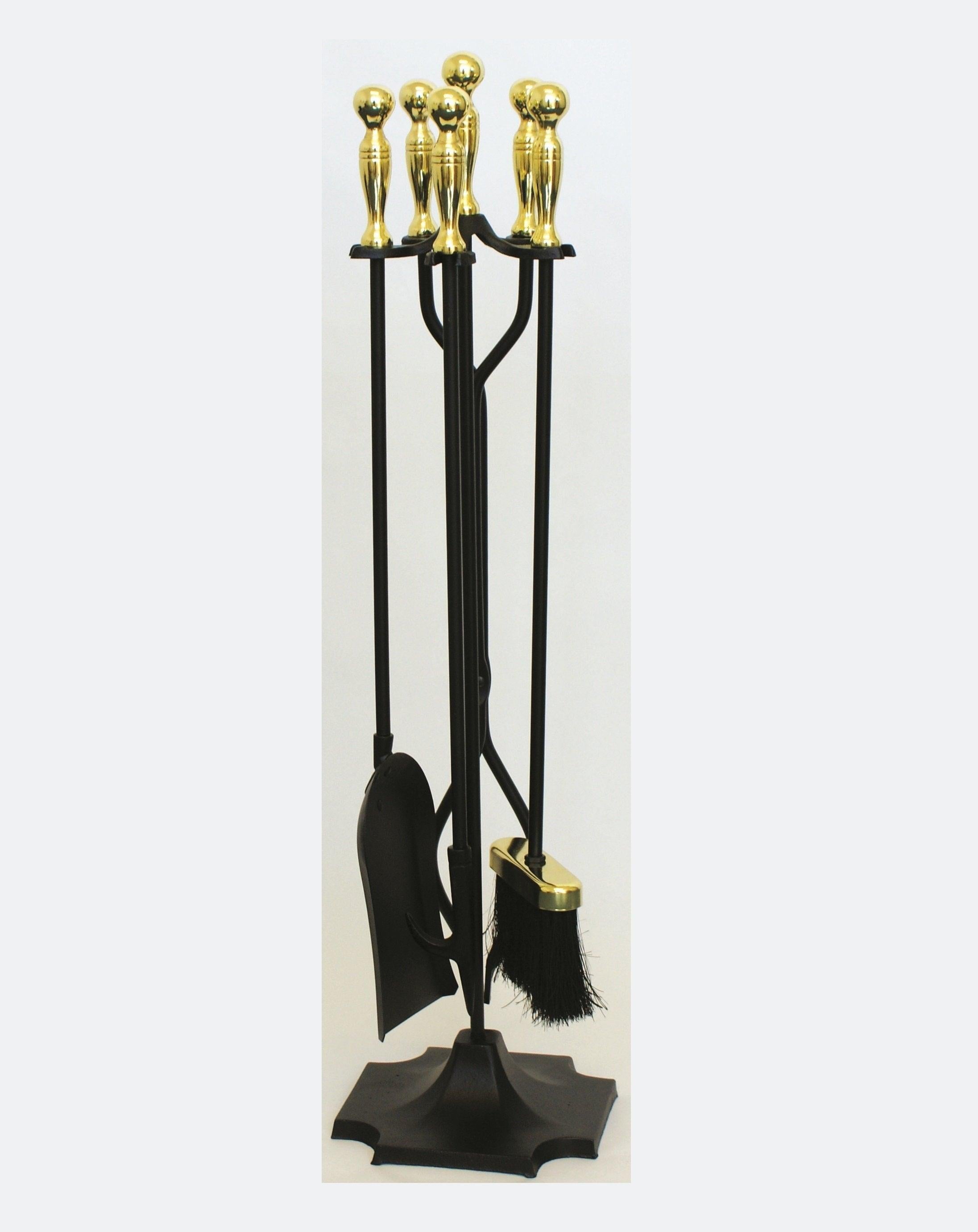 FireUp Fire Tools - Mid Range Black and Brass Plated 4 Piece Set, Heater Accessories, S&D Berg