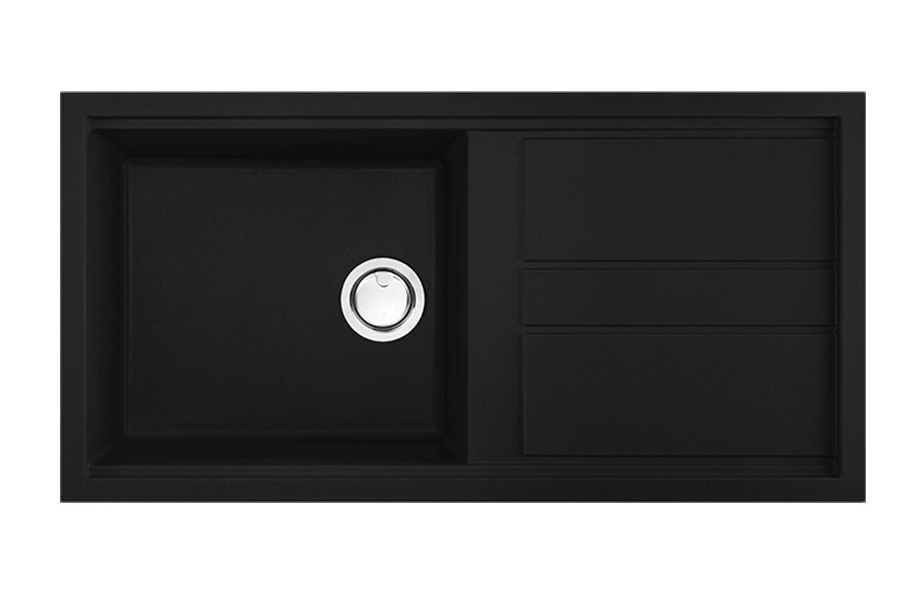 Artusi Black Granitek Sink with Drainer 100cm x 51cm - Joe's BBQs