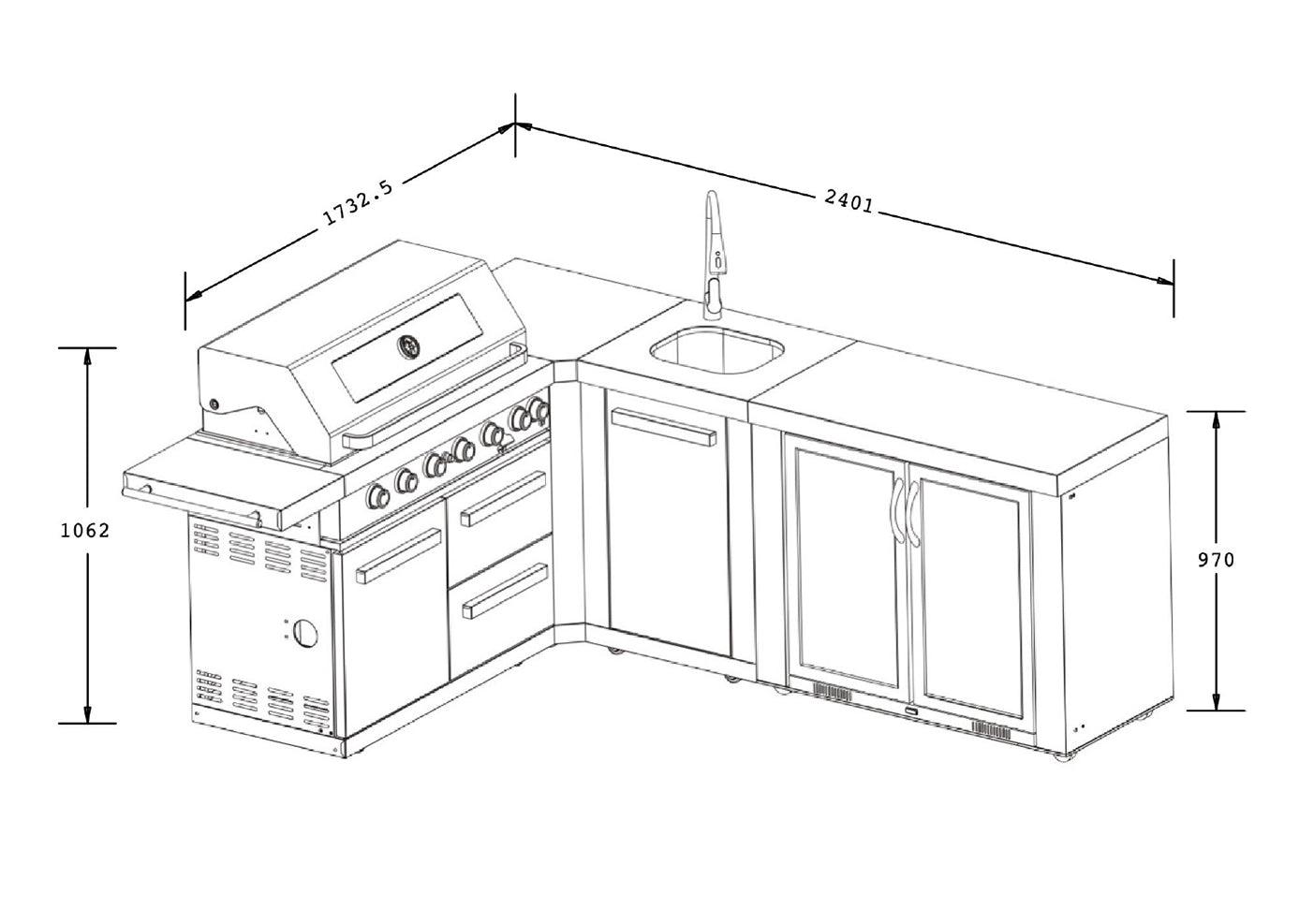 Everdure Neo Black Outdoor Kitchen with Corner Cupboard (Option 1) - Joe's BBQs