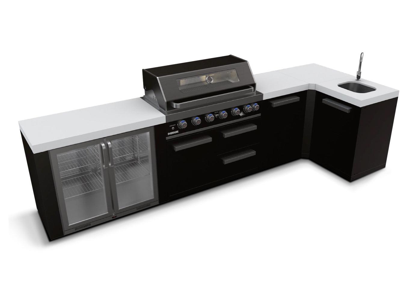 Everdure Neo Black Outdoor Kitchen with Corner Cupboard and Storage (Option 2) - Joe's BBQs