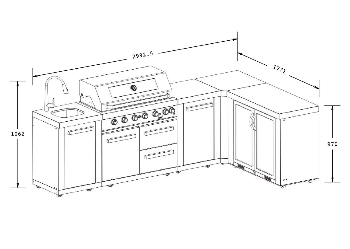 Everdure Neo Black Outdoor Kitchen with Corner Cupboard and Storage (Option 3) - Joe's BBQs