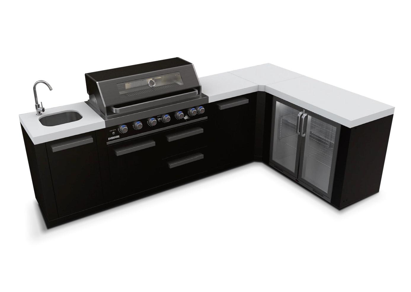 Everdure Neo Black Outdoor Kitchen with Corner Cupboard and Storage (Option 3) - Joe's BBQs