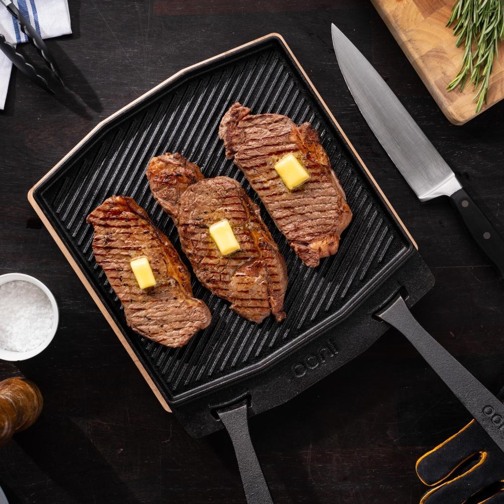 Ooni | Dual-Sided Grizzler Plate w/ Handles, Pizza Oven Accessory, Core Supply Group