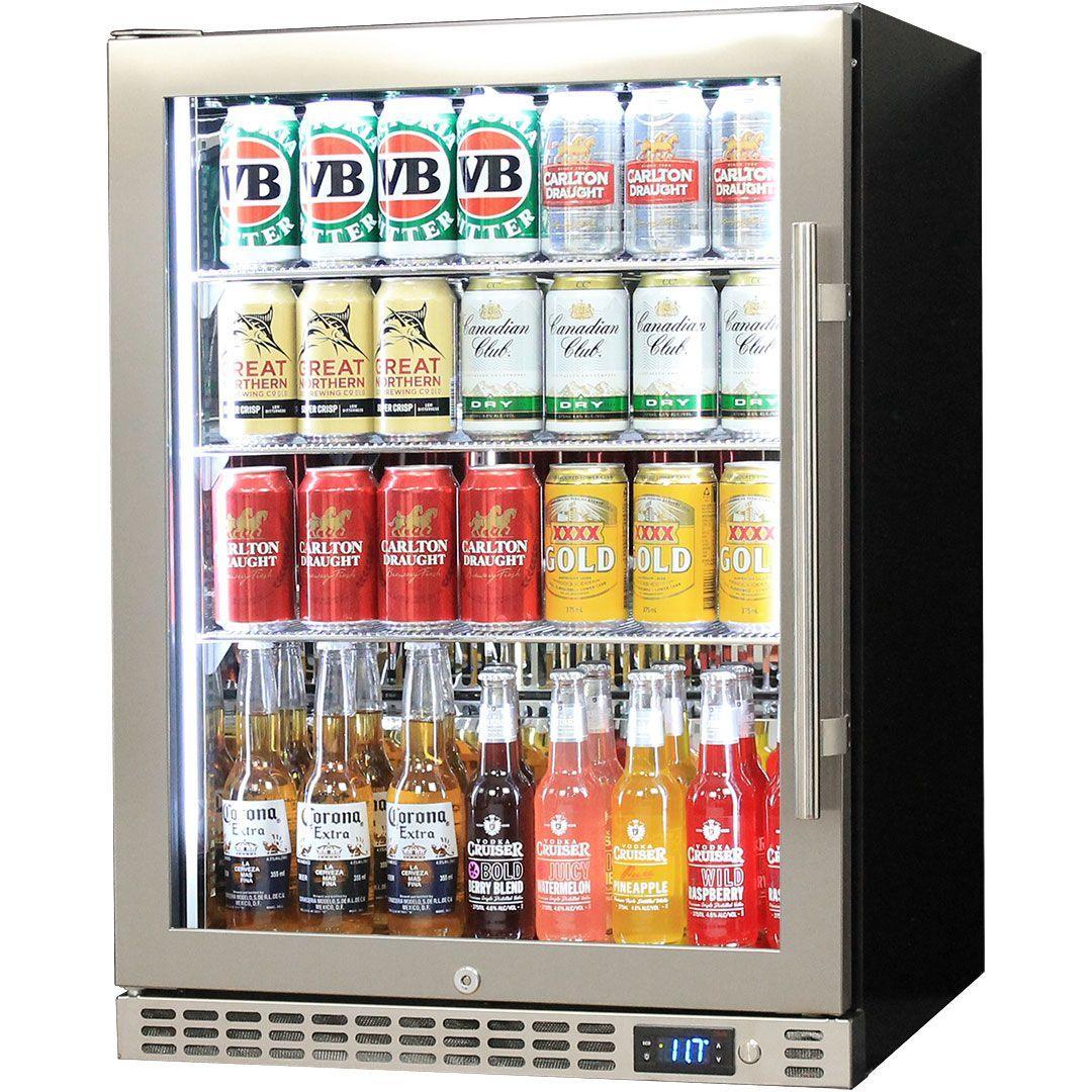 Schmick Stainless Steel Single Door Under Bench Heated Glass Door Bar Fridge - SK156L-HD/SK156R-HD - Joe's BBQs