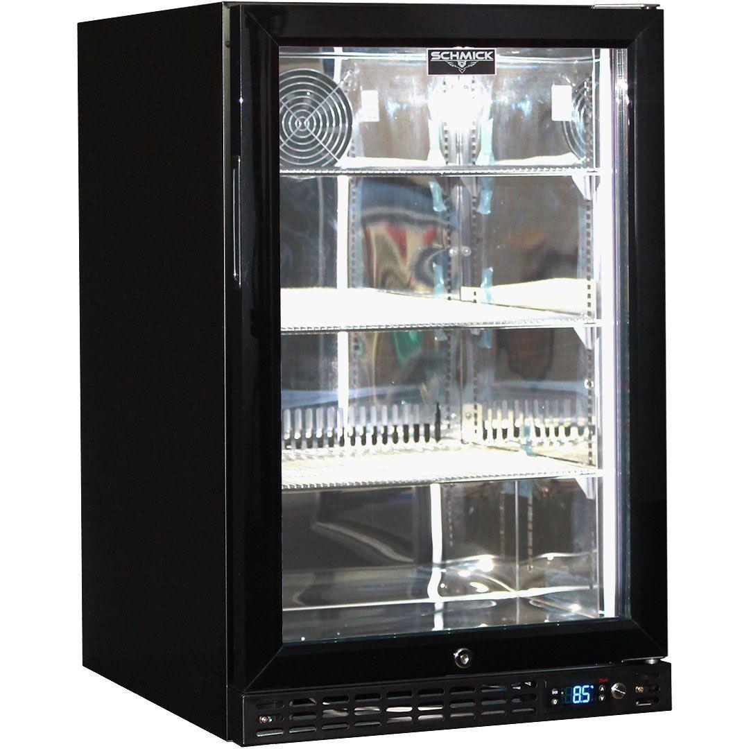 Schmick Black Single Door Under Bench Glass Door Bar Fridge - SK116-B - Joe's BBQs