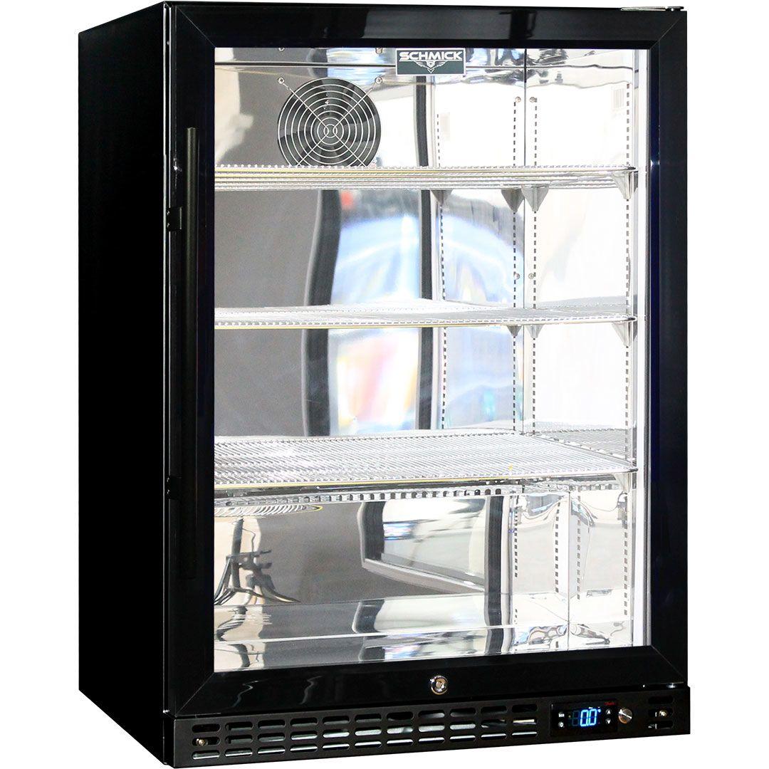 Schmick Black Single Door Under Bench Triple Glazed Glass Door Bar Fridge - SK156-B - Joe's BBQs