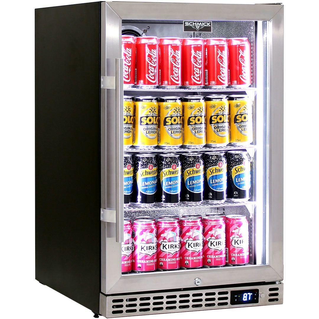 Schmick Stainless Steel Single Door Under Bench Glass Door Bar Fridge - SK116-SS - Joe's BBQs