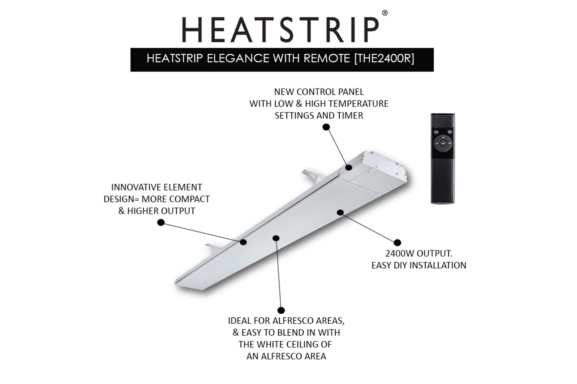 Heatstrip Elegance THE2400R Outdoor Electric Heater With Remote Control - Joe's BBQs