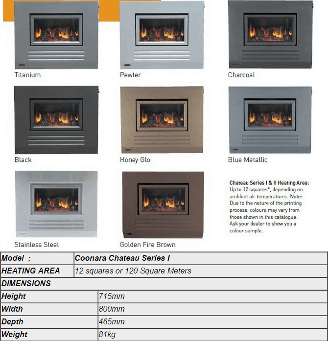 Coonara Chateau Series 1 Inbuilt Gas Heater, Heater, Coonara