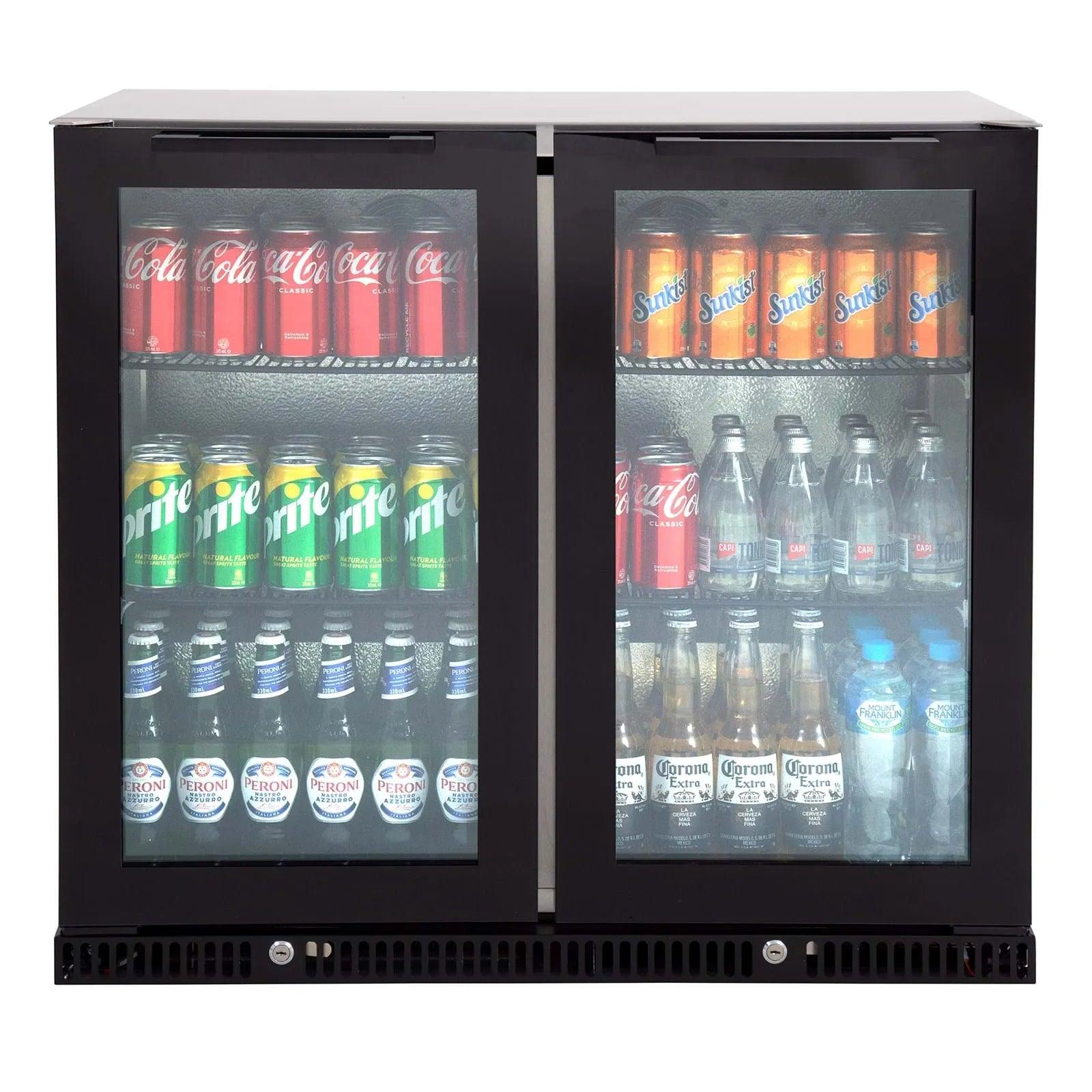 Gasmate Premium Double Glass Door Bar Fridge Aluminium Interior - 187L - Joe's BBQs