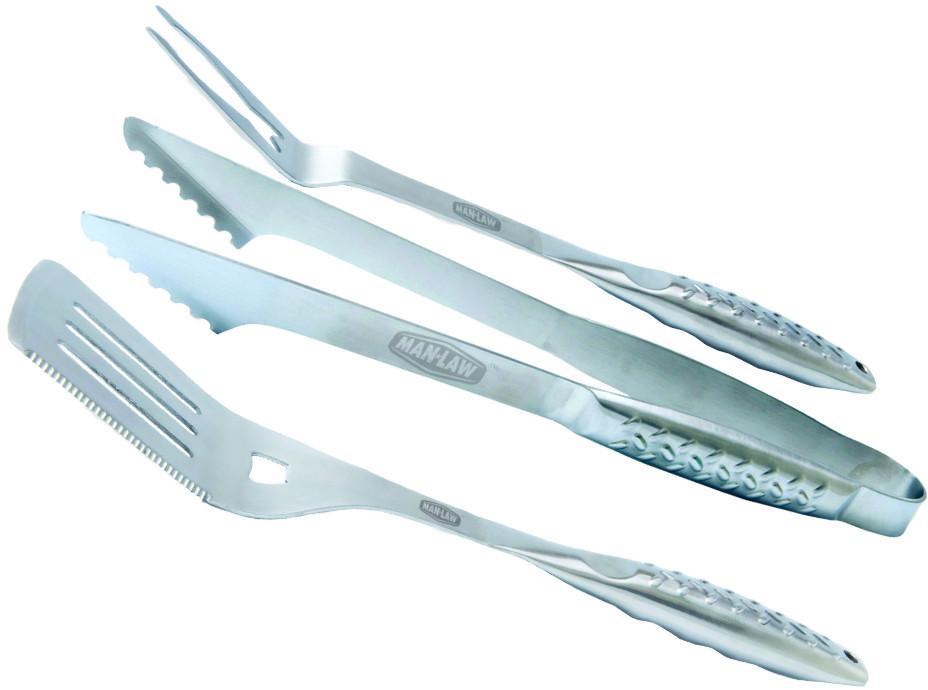 Man Law 3 Piece Stainless Steel BBQ Tool Set - Joe's BBQs