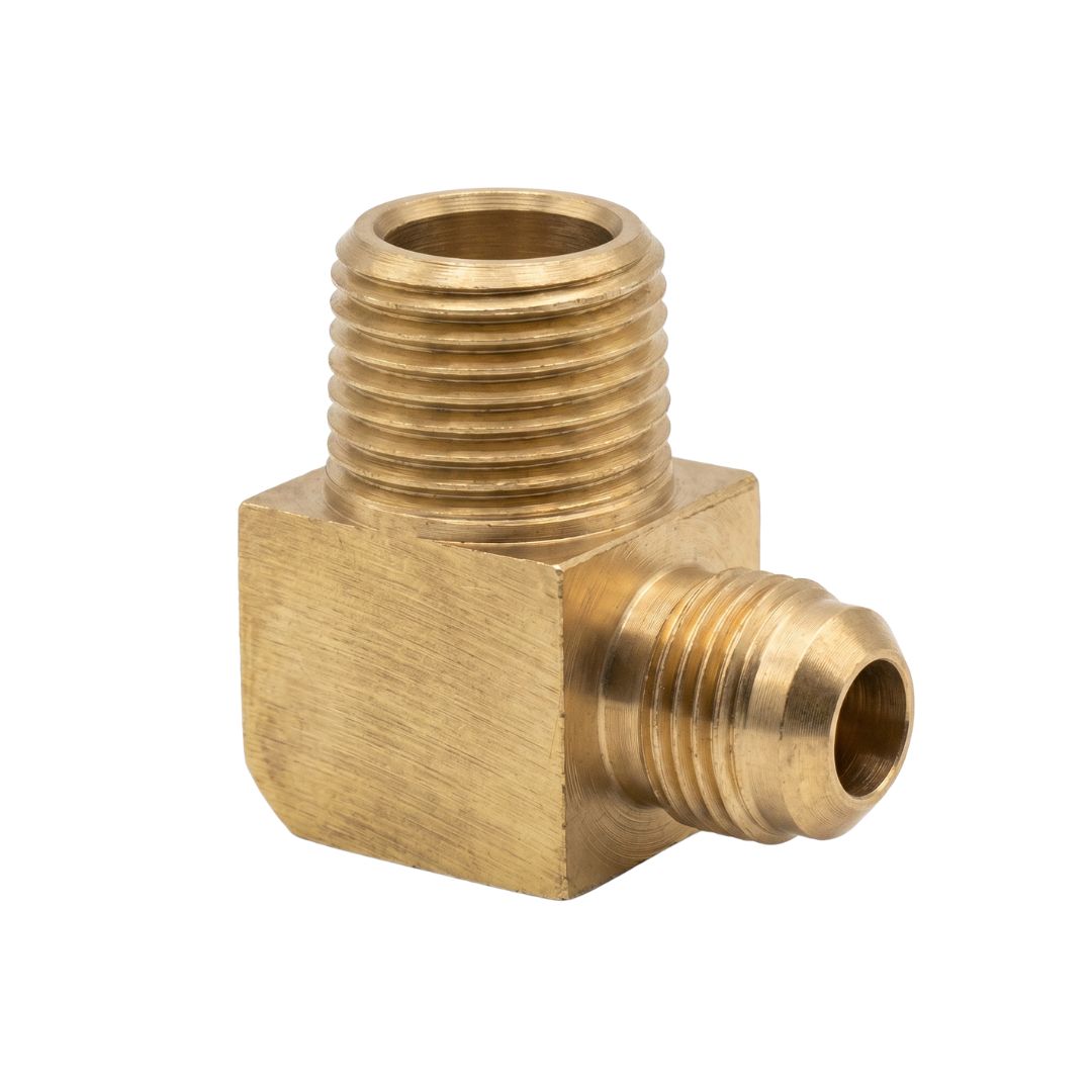 1/2 BSP Male x 3/8 SAE Flared Male 90 Degree Elbow (Extruded)
