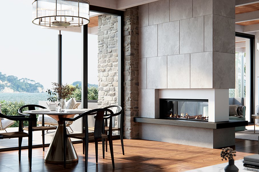 Real Flame Element 1200 Double Sided Power Balanced Flue Gas Fireplace