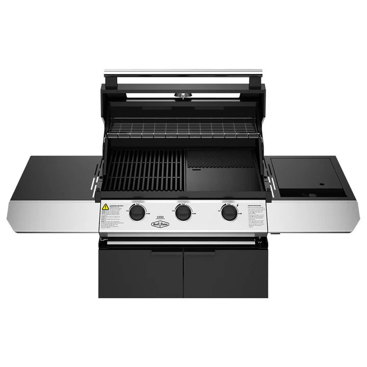 Beefeater 1200 Series Black Enamel 3 Burner BBQ with Trolley