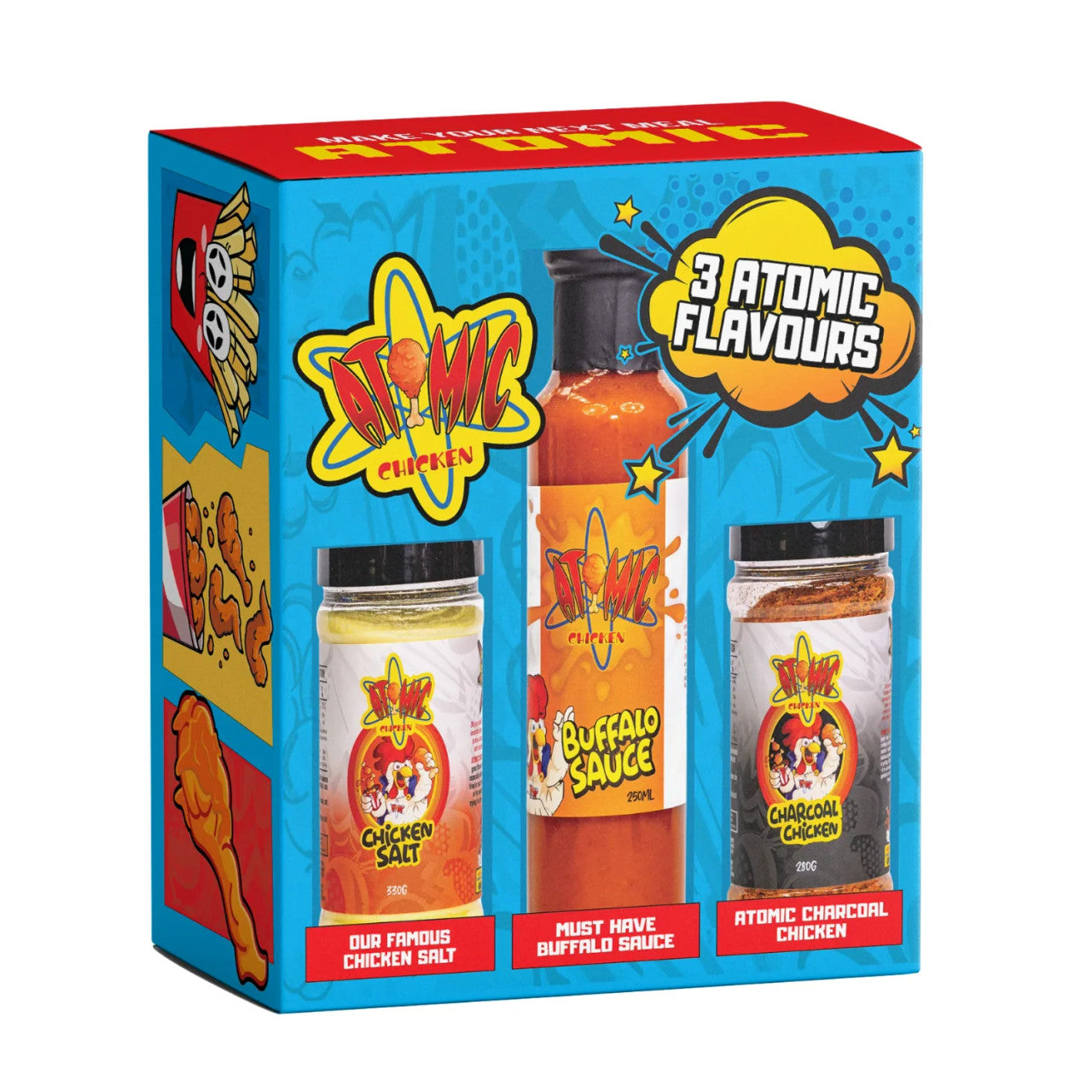 Atomic Chicken "Gift Pack" (Charcoal, Chicken Salt, Buffalo Sauce)