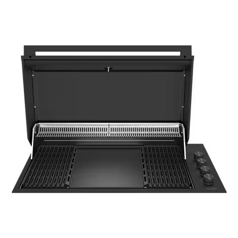 Beefeater Proline 6 Burner BBQ and Side Burner with Monument Finish and Gozney Dome Black Pizza Oven Package