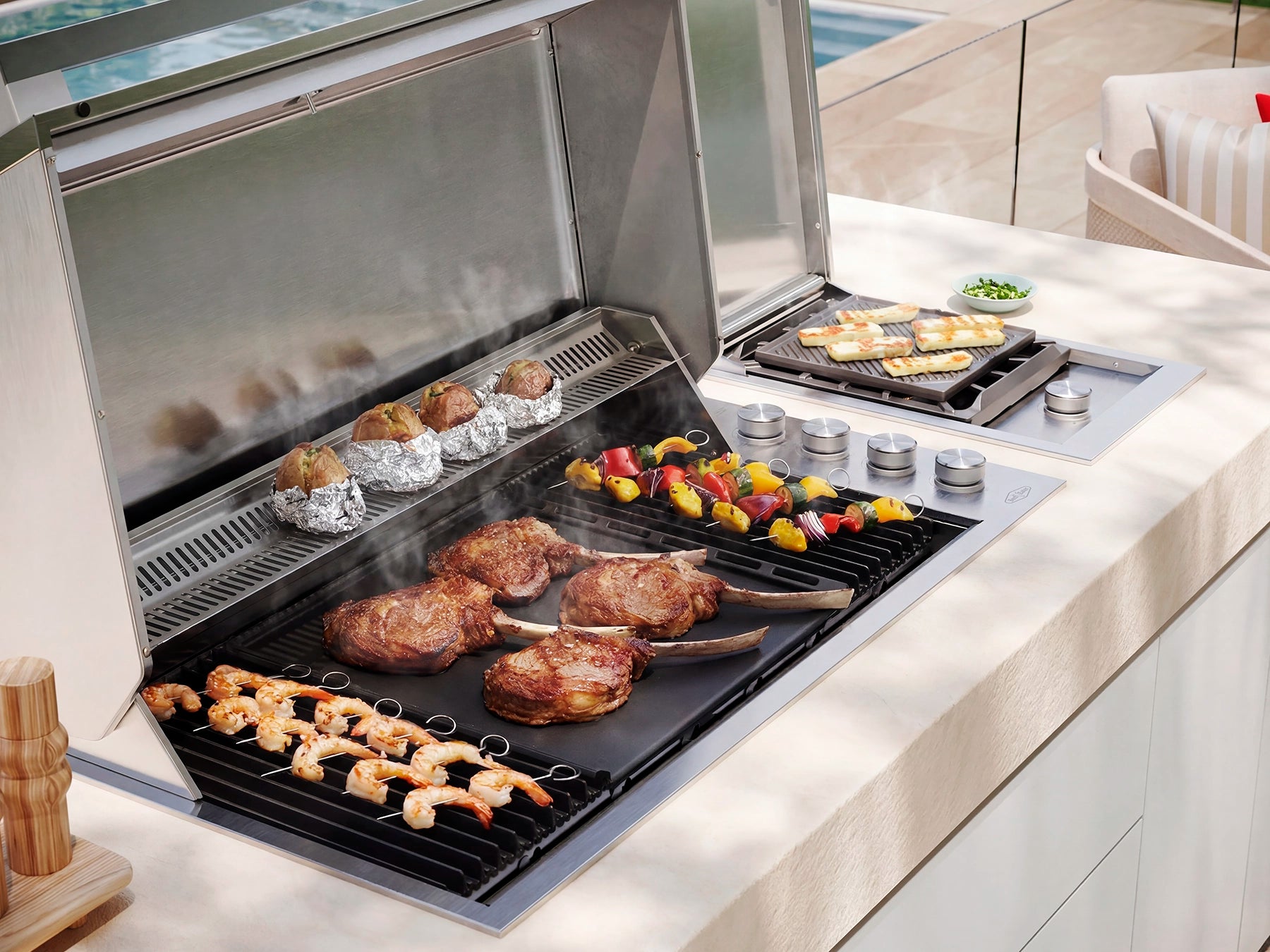 Beefeater ProLine Series 6 Burner 316 Stainless Steel Built In Gas BBQ with Hood