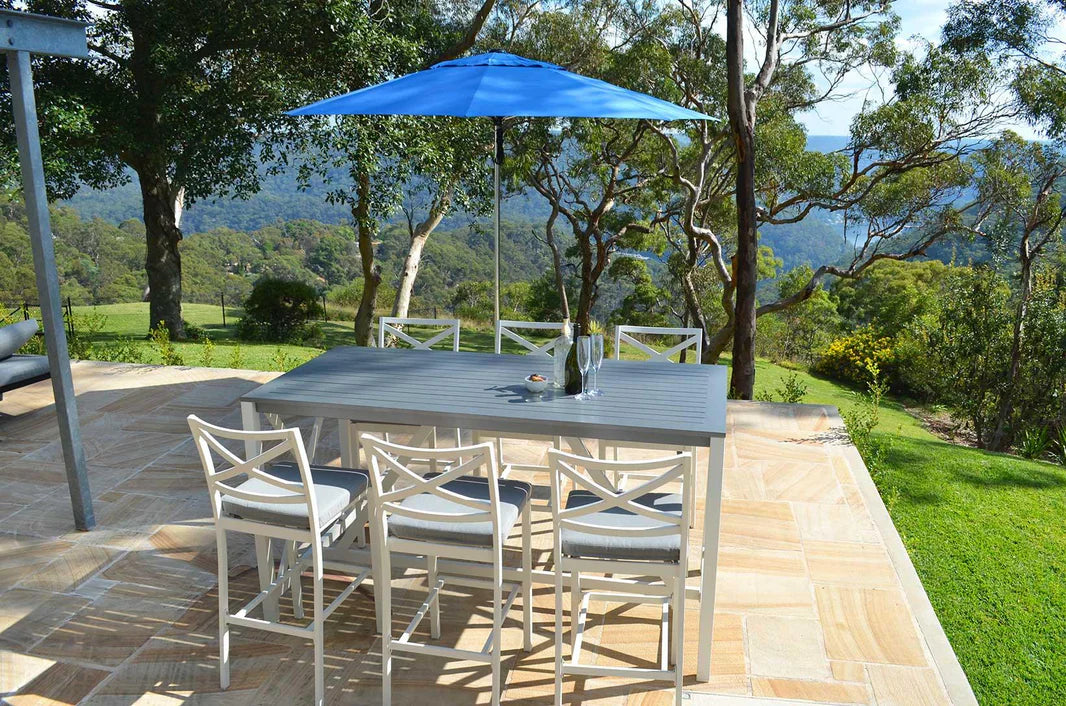 Shelta Bridgeport 7pc Bar Setting - Black Frame Boulder Cushions