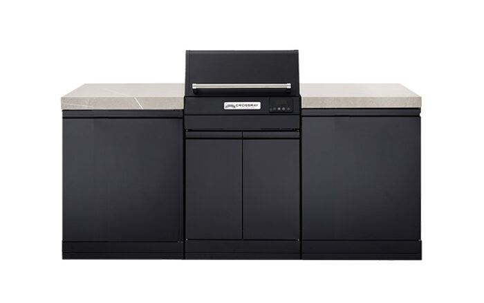 Crossray Xplor Compact Grey Outdoor Kitchen with Black 4 Burner BBQ