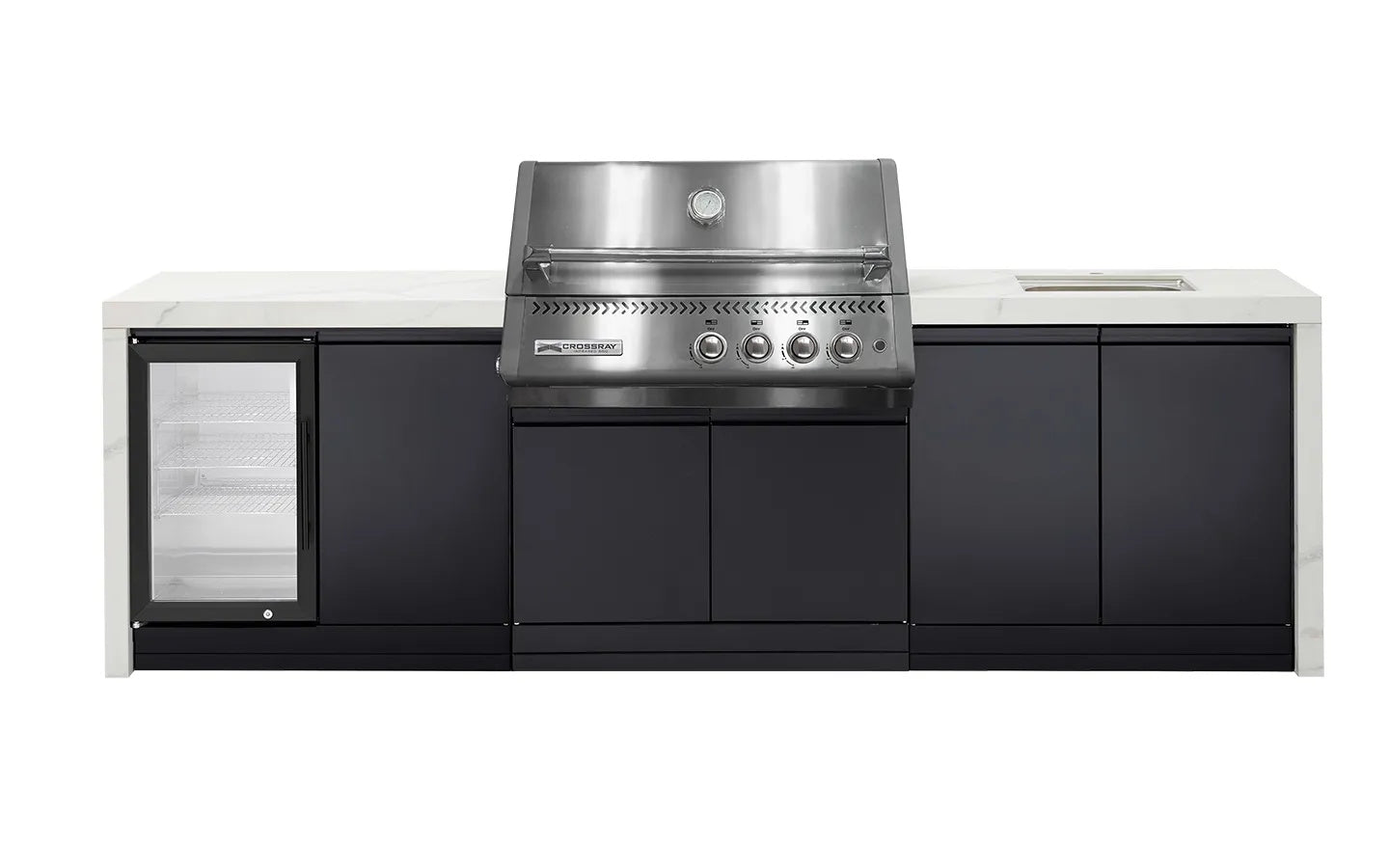 Crossray Premium Xplor White Outdoor Kitchen with 4 Burner BBQ