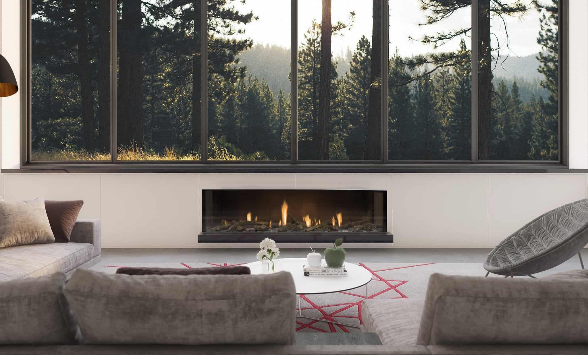 Escea DS1650 Single Sided Gas Fireplace, Heater, Glen Dimplex