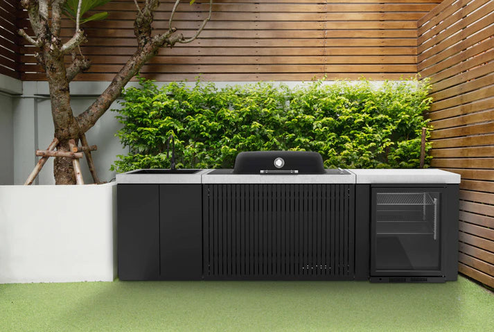 Everdure Seabreeze 3 Burner BBQ Black Modular Outdoor Kitchen with Sink & Beverage Cooler