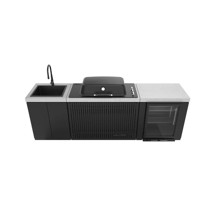 Everdure Seabreeze 3 Burner BBQ Black Modular Outdoor Kitchen with Sink & Beverage Cooler