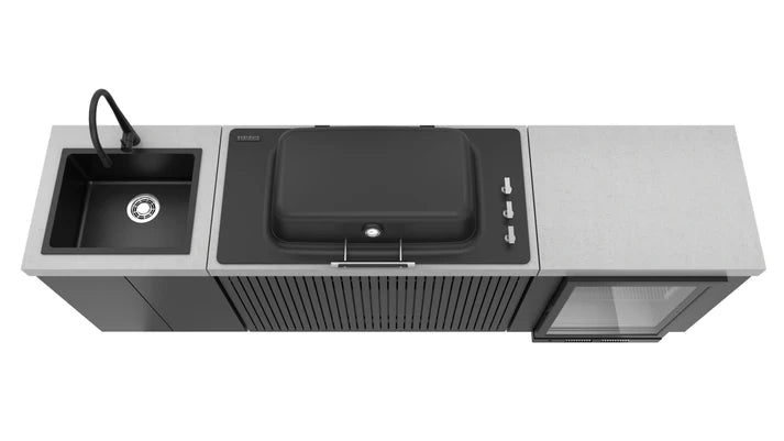 Everdure Seabreeze 3 Burner BBQ Black Modular Outdoor Kitchen with Sink & Beverage Cooler