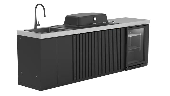 Everdure Seabreeze 3 Burner BBQ Black Modular Outdoor Kitchen with Sink & Beverage Cooler