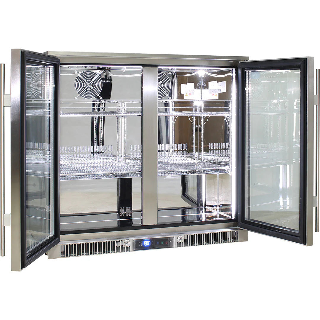 Rhino ENVY 316 Marine Grade Stainless Steel Solid Twin Door Outdoor Bar Fridge - ENV2H-SD