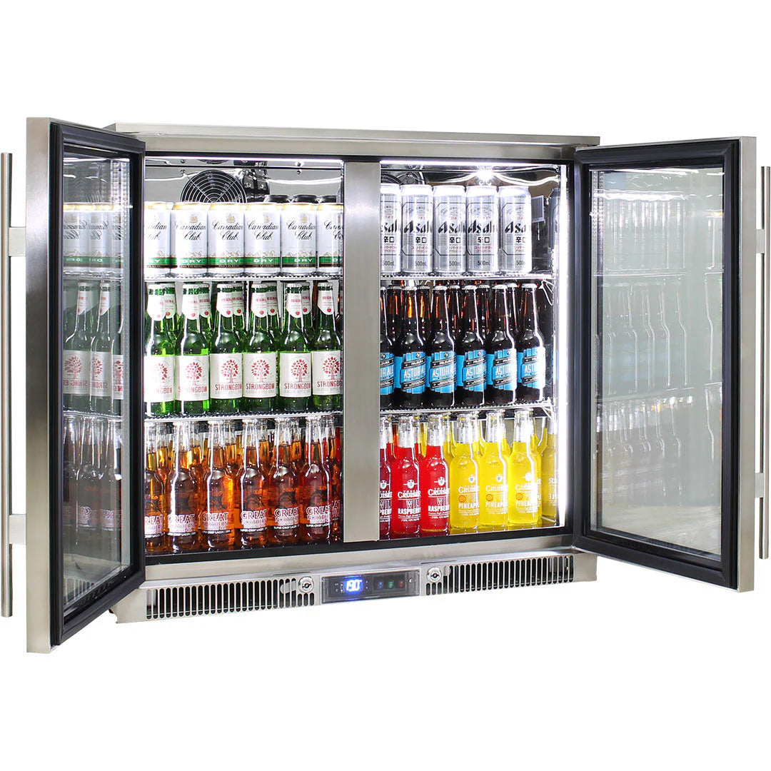 Rhino ENVY 316 Marine Grade Stainless Steel Solid Twin Door Outdoor Bar Fridge - ENV2H-SD