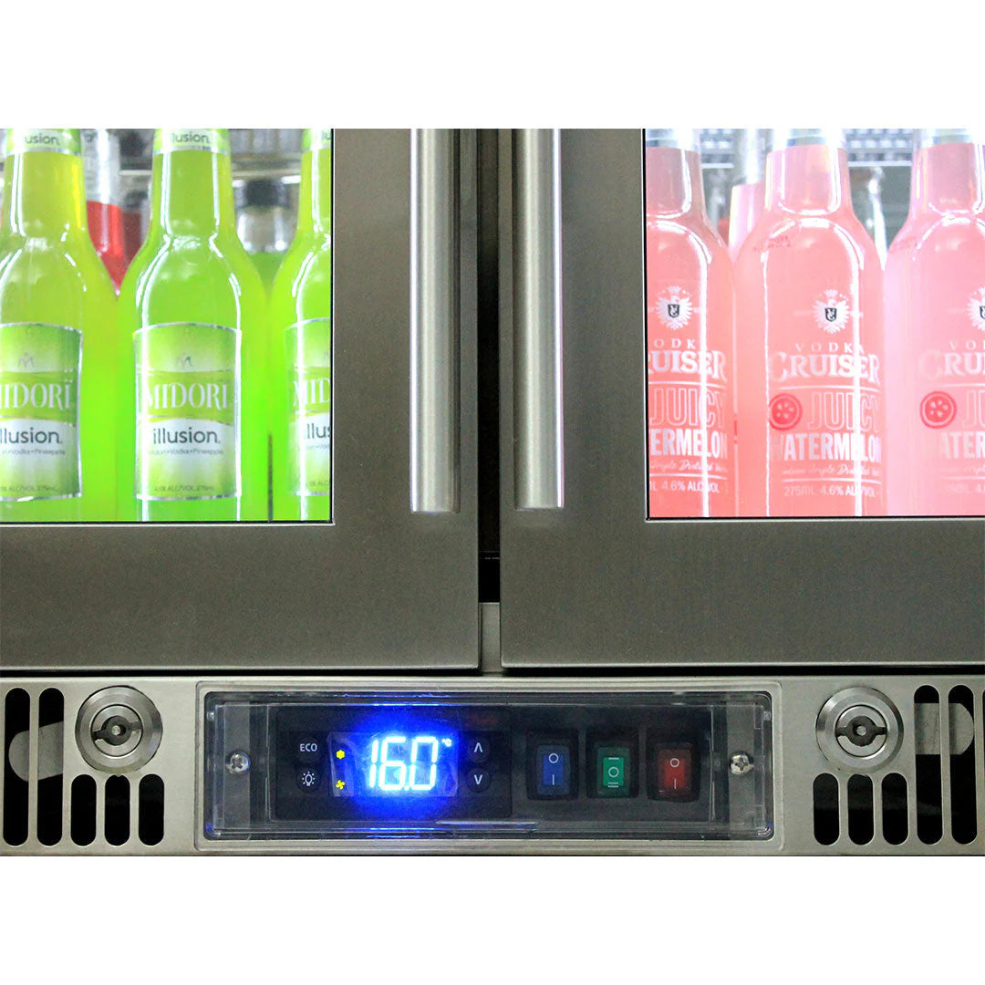 Rhino ENVY 316 Marine Grade Stainless Steel Solid Twin Door Outdoor Bar Fridge - ENV2H-SD