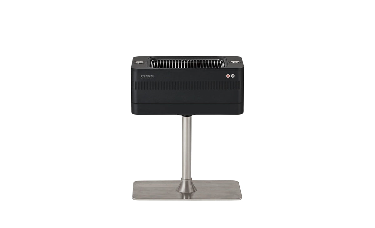 Everdure Heston Fusion Electric Ignition Charcoal BBQ (Black) With Pedestal Essential Bundle