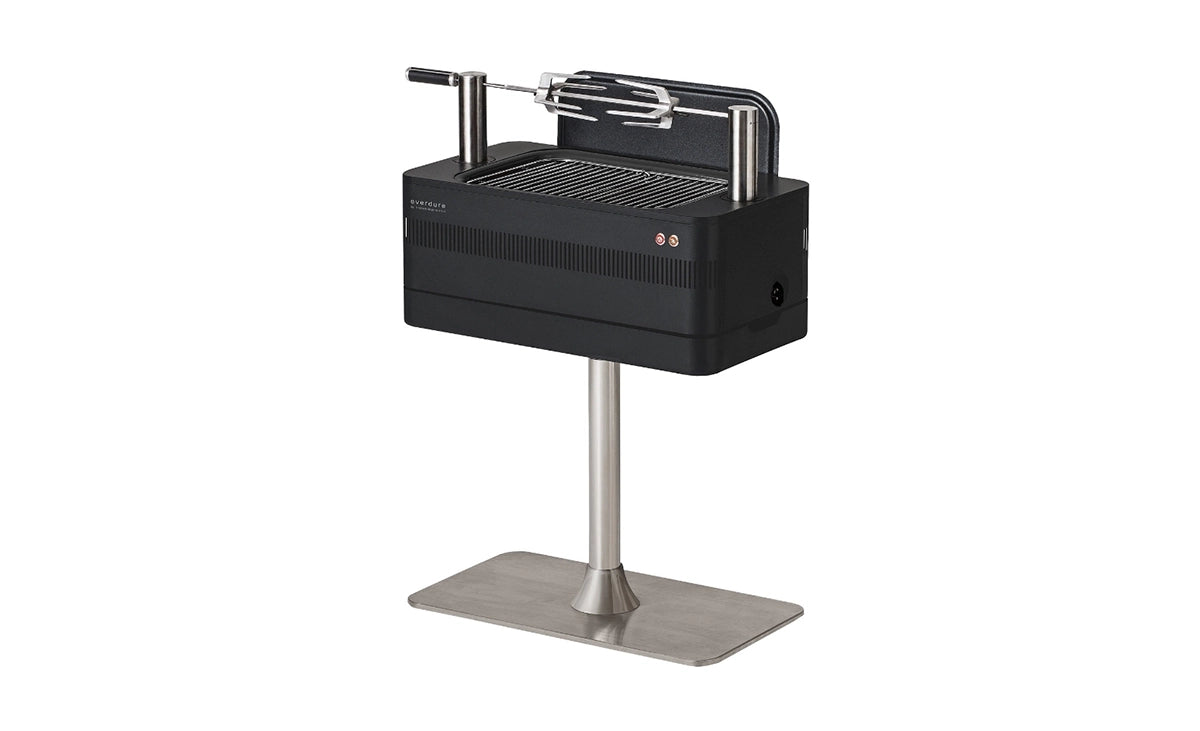 Everdure Heston Fusion Electric Ignition Charcoal BBQ (Black) With Pedestal Essential Bundle