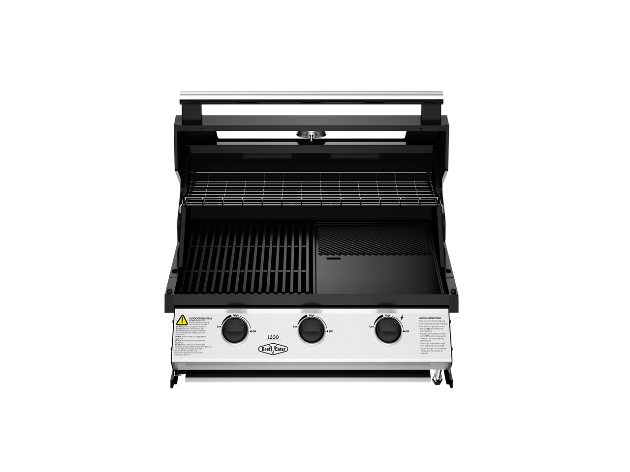 Beefeater 1200 Series Black 3 burner Built-in BBQ - BBG1230BB