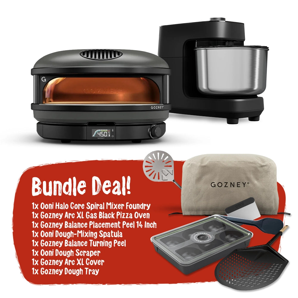 Gozney Arc XL Gas Black Pizza Oven and Ooni Halo Core Mixer Foundry Black Bundle