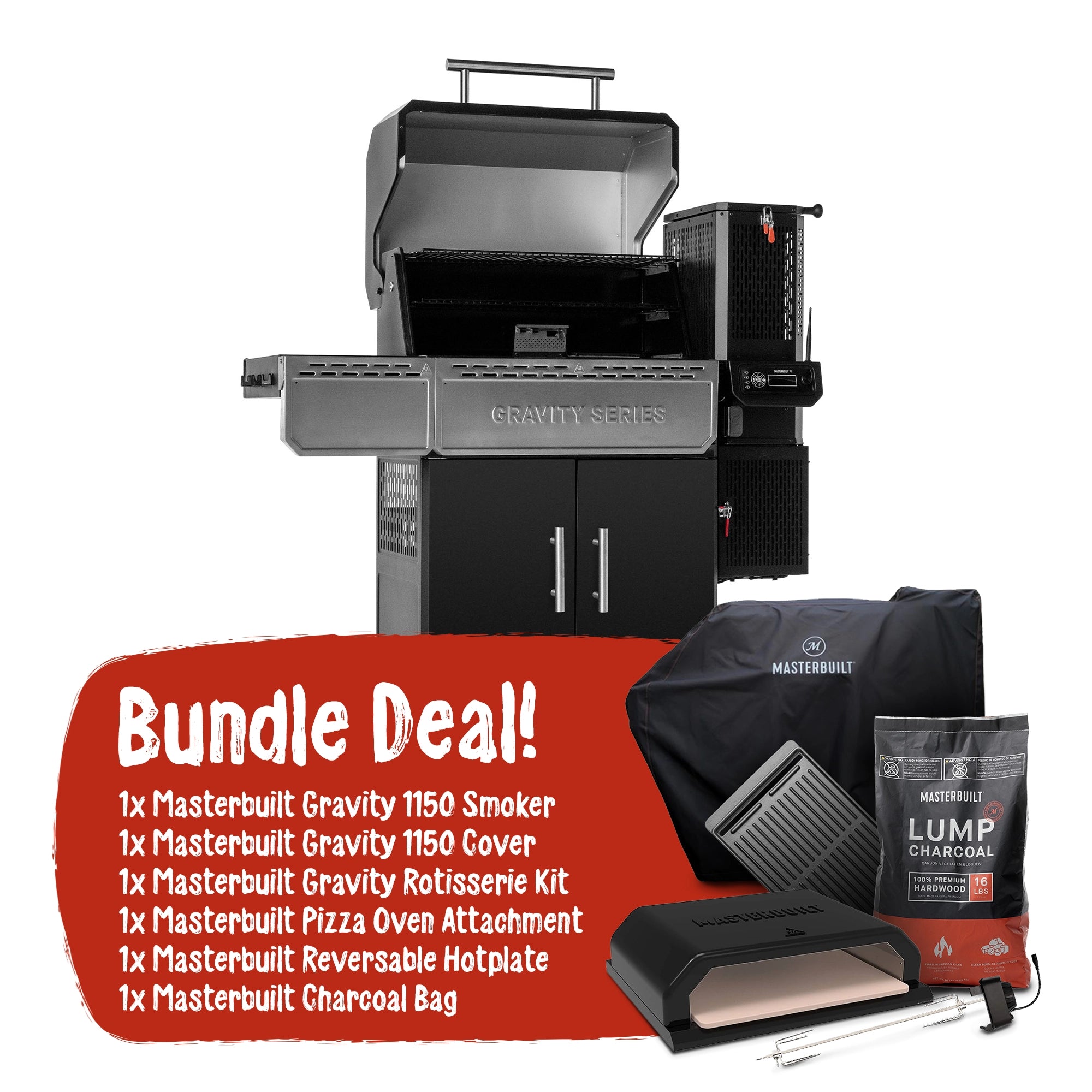 Masterbuilt Gravity Series 1150 Digital Charcoal BBQ + Smoker - Bundle