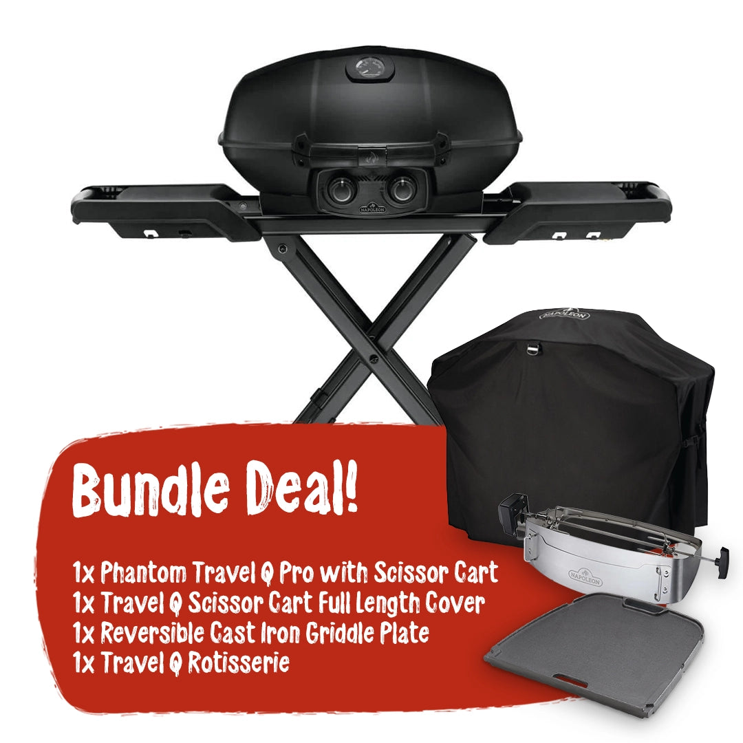 Napoleon Phantom Travel Q Pro with Scissor Cart Bundle