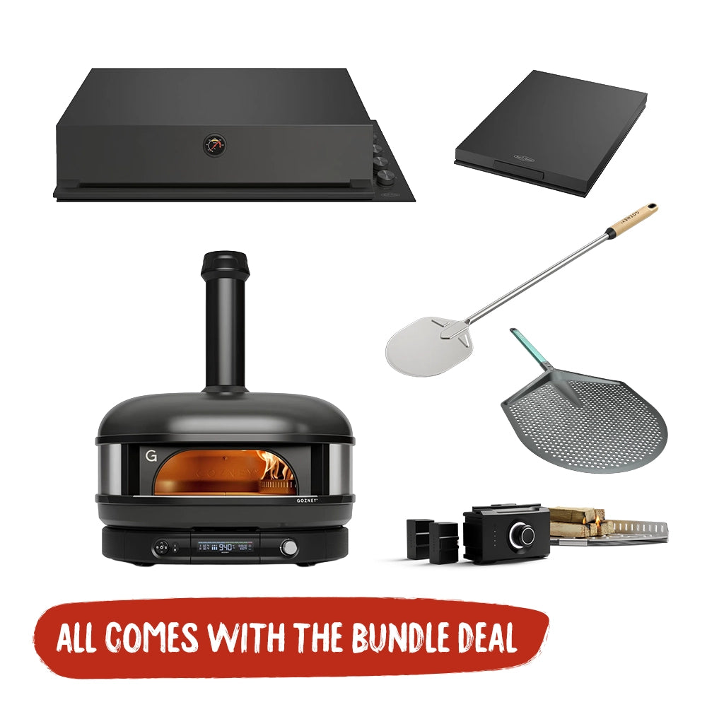 Beefeater Proline 6 Burner BBQ and Side Burner with Monument Finish and Gozney Dome Black Pizza Oven Package