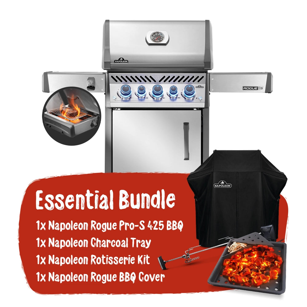 Napoleon Rogue Pro-S 425 Stainless Steel 3 Burner BBQ Essential Bundle