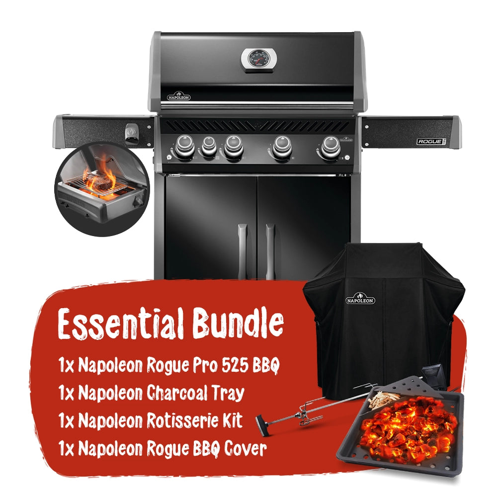 Napoleon Rogue Pro 525 Black 4 Burner BBQ Essential Bundle
