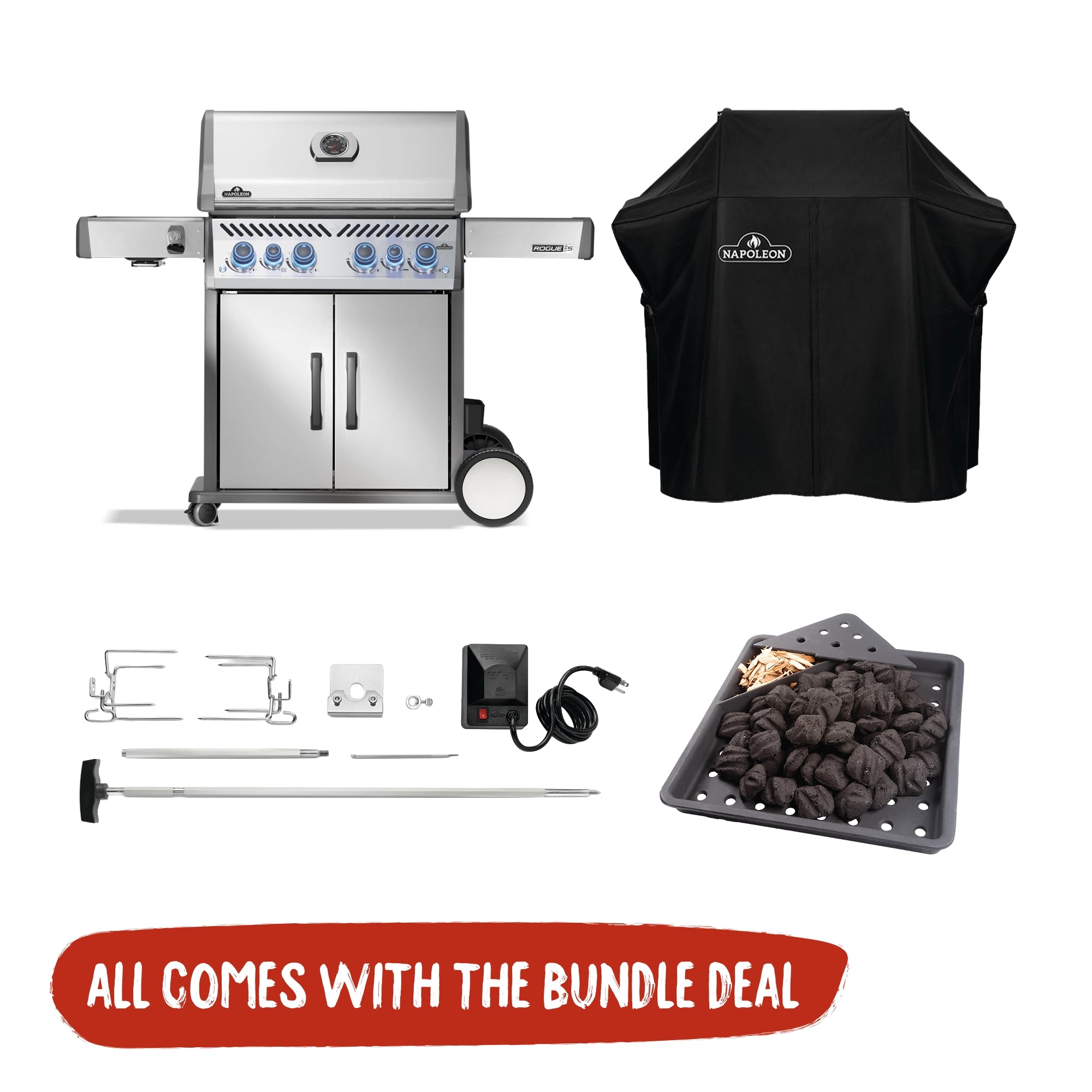 Napoleon Rogue Pro-S 525 Stainless Steel 4 Burner BBQ Essential Bundle